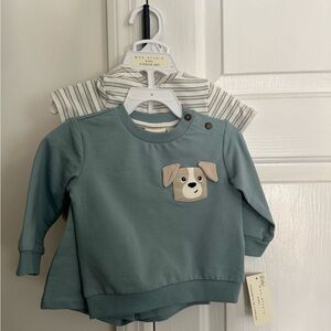 Max Studio Teal Sweatshirt with Puppy Patch